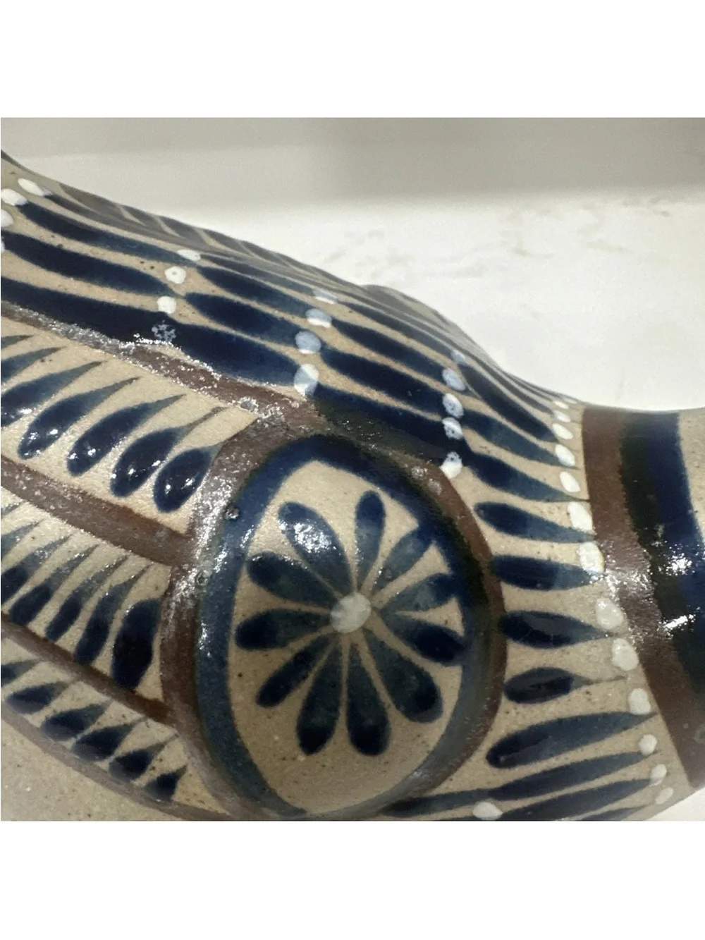Vintage Tonala Mexico Pottery Duck Figurine Hand Painted Folk Art Bird